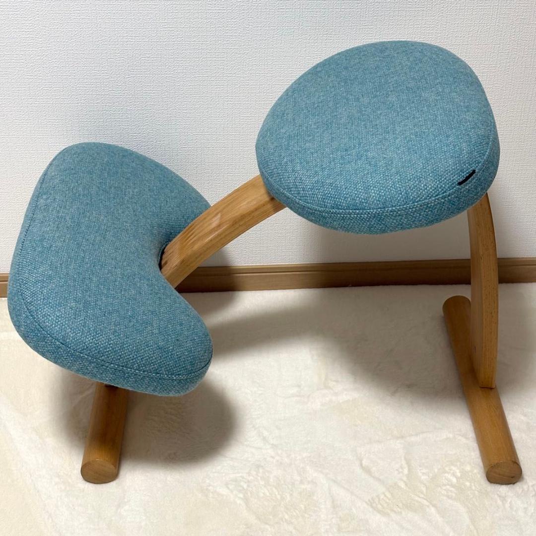 【美品】バランスチェア イージー ライトブルー レッド リボ