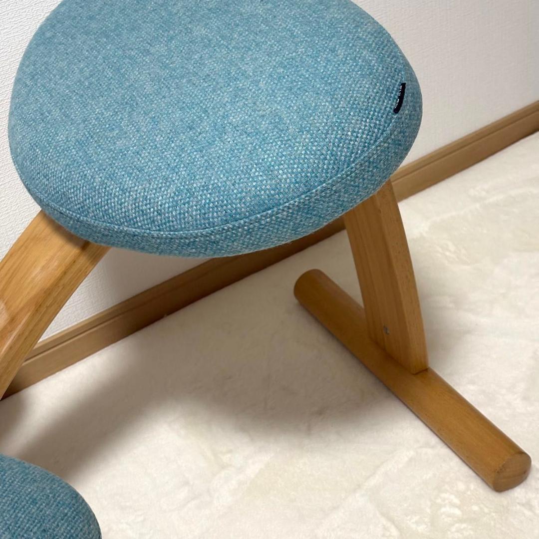 【美品】バランスチェア イージー ライトブルー レッド リボ