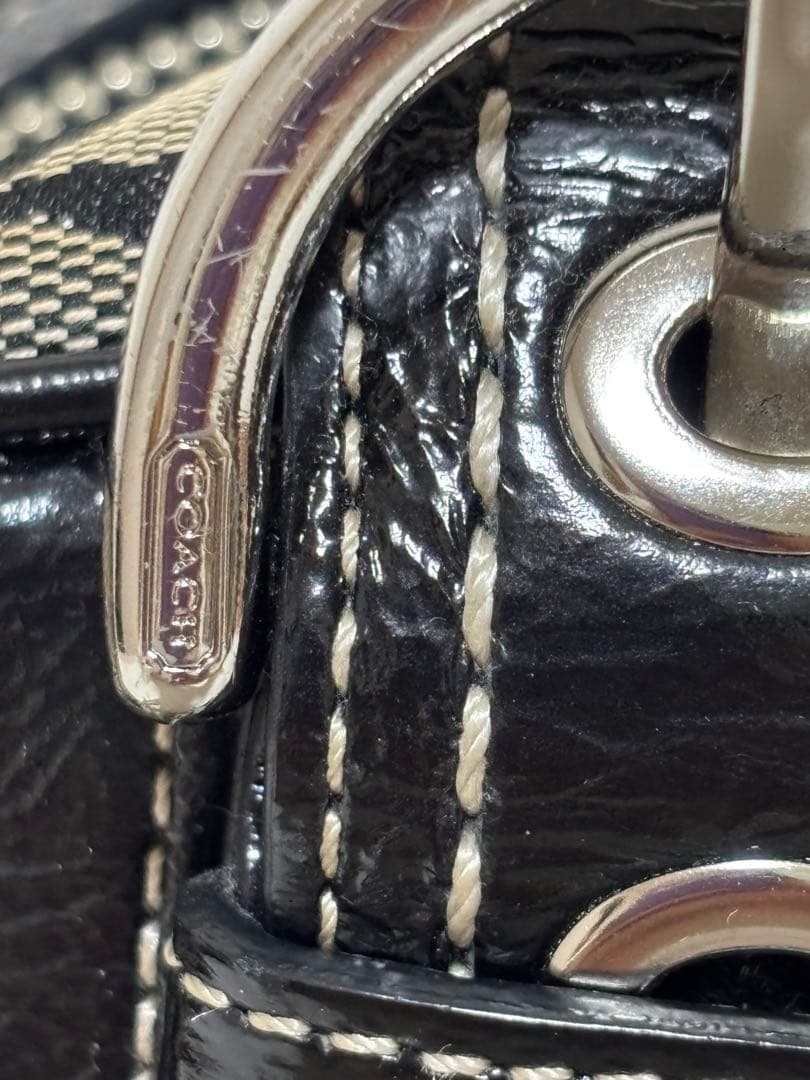 コーチ F12317 シグネチャー ハンドバッグ レザー キャンバスパッチワーク