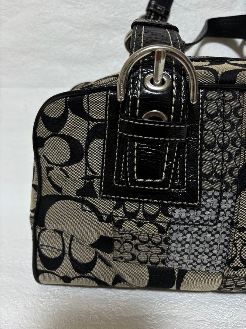 コーチ F12317 シグネチャー ハンドバッグ レザー キャンバスパッチワーク