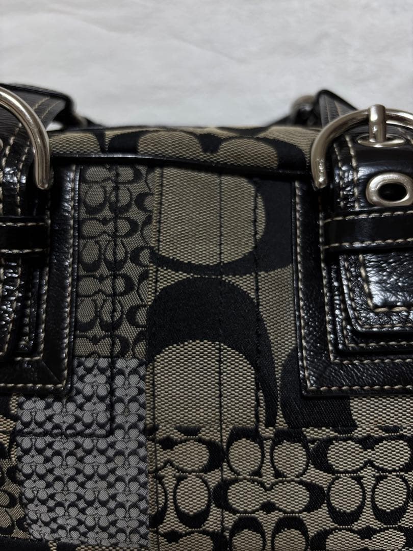 コーチ F12317 シグネチャー ハンドバッグ レザー キャンバスパッチワーク