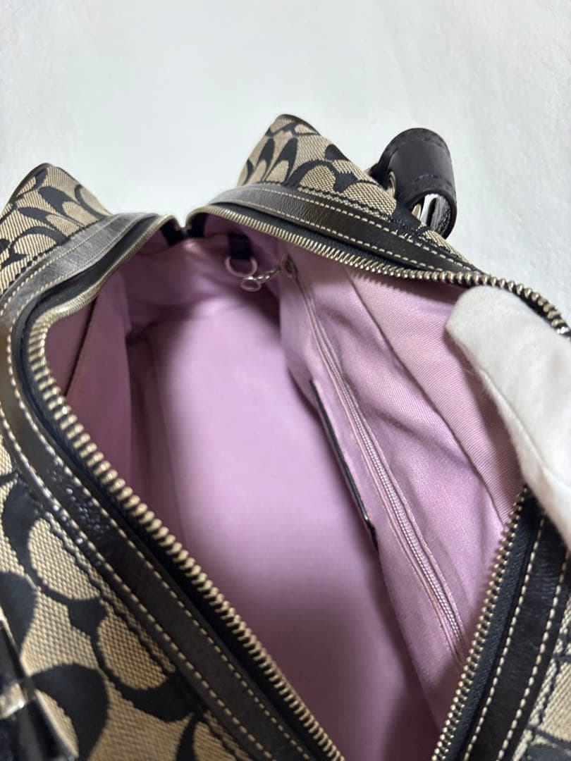 コーチ F12317 シグネチャー ハンドバッグ レザー キャンバスパッチワーク