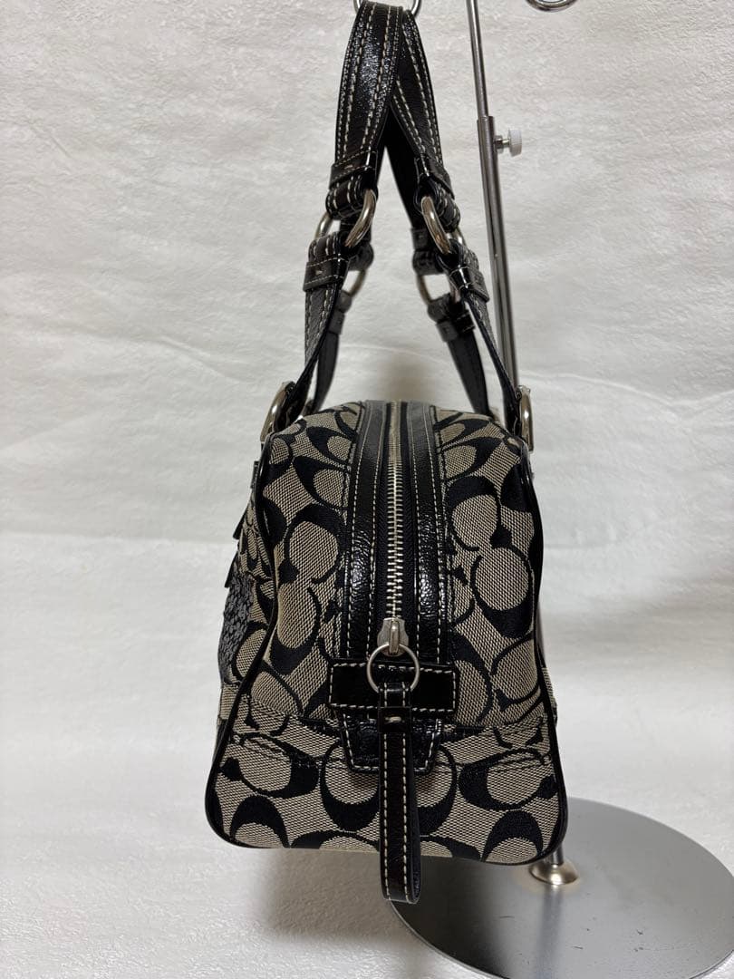 コーチ F12317 シグネチャー ハンドバッグ レザー キャンバスパッチワーク