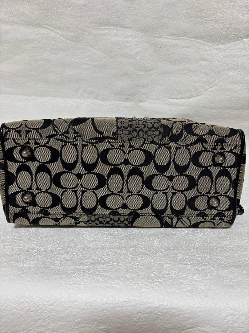 コーチ F12317 シグネチャー ハンドバッグ レザー キャンバスパッチワーク