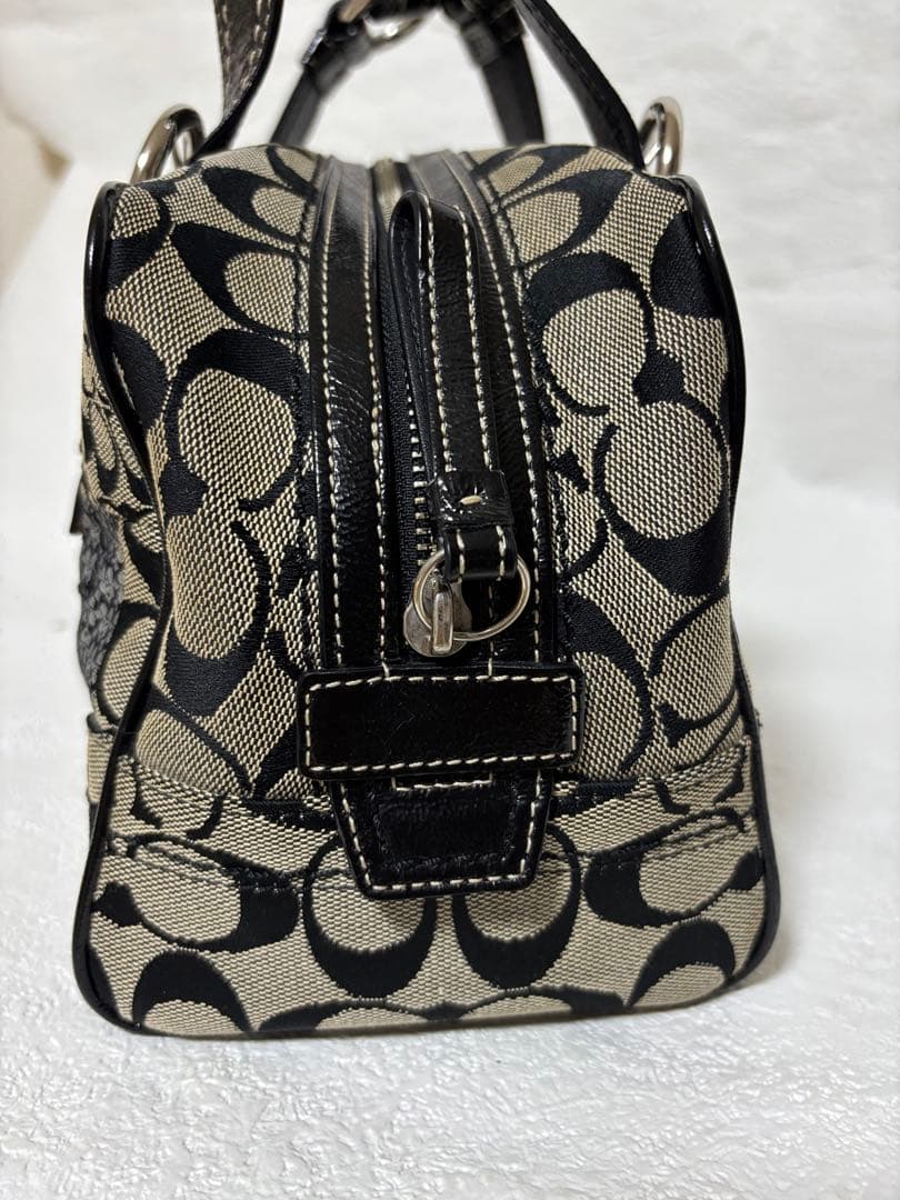 コーチ F12317 シグネチャー ハンドバッグ レザー キャンバスパッチワーク