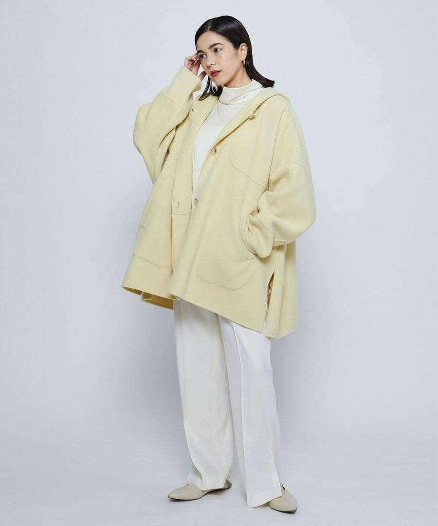 宇*コ様 モガ シャルムリバー フードコート ポンチョ風 ドルマンスリーブ イエ