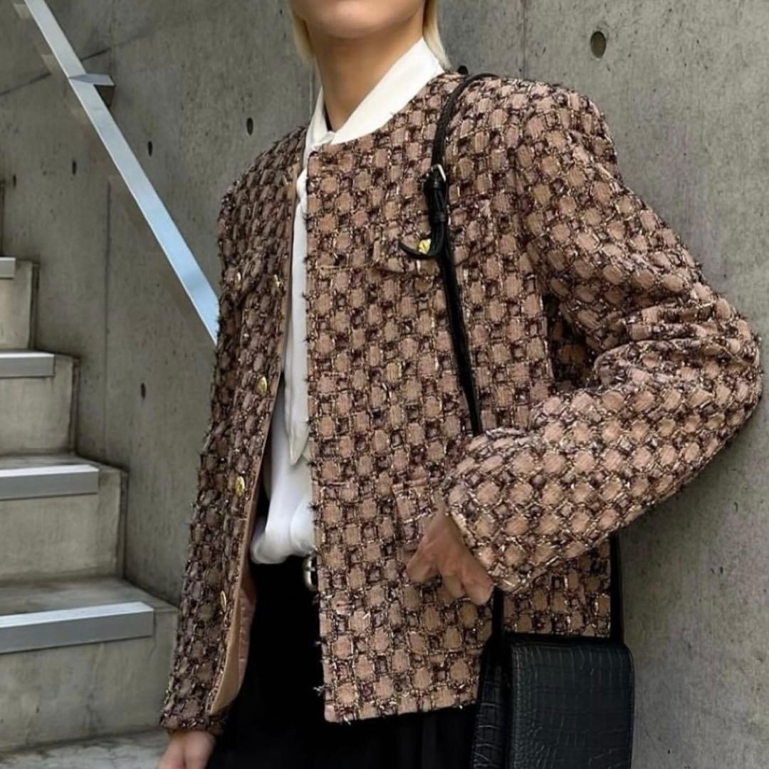 R*Y様 ALUDE アルード block pattern tweed jack