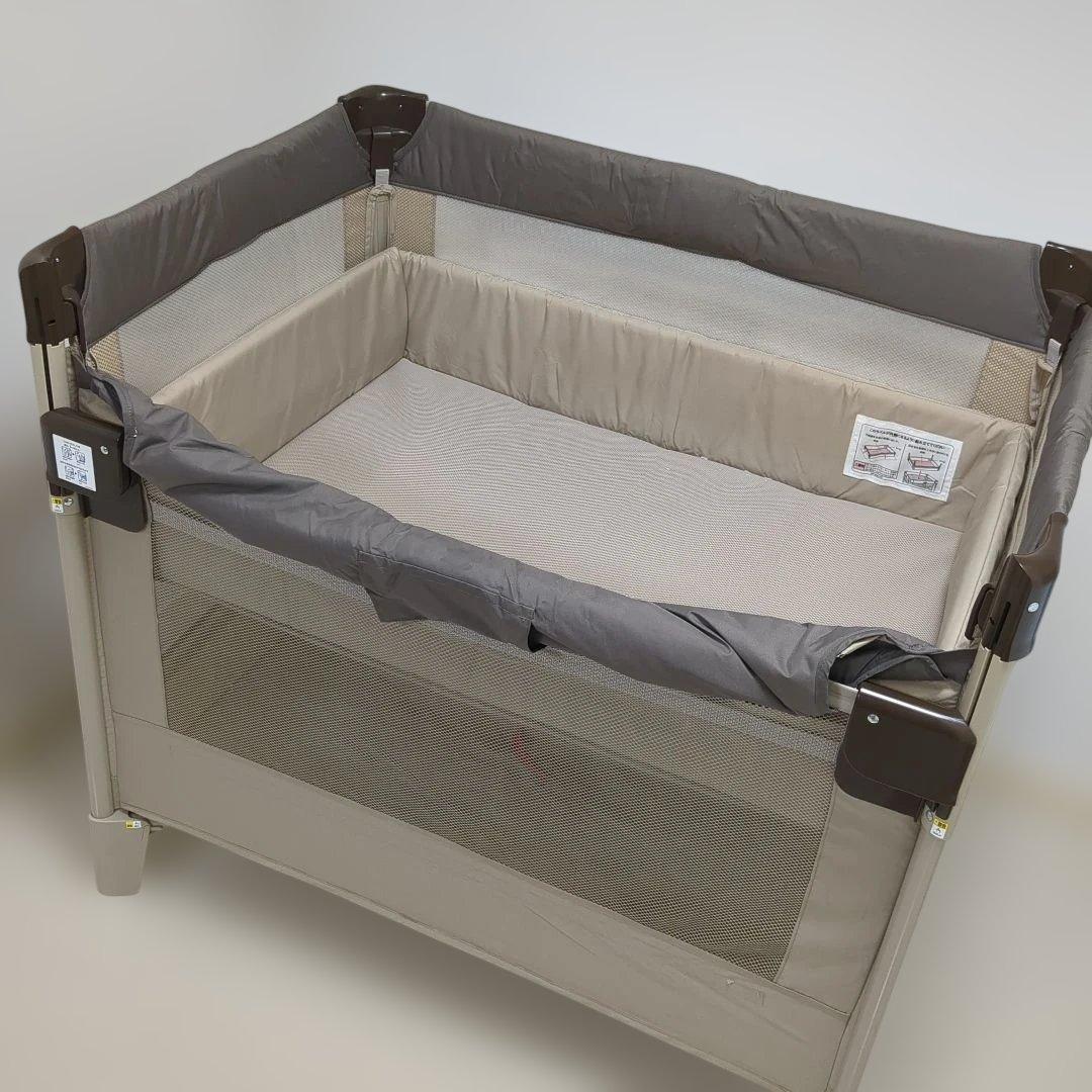 アップリカ　ココネルエアーab　折りたたみベビーベッド　ココアブラウン