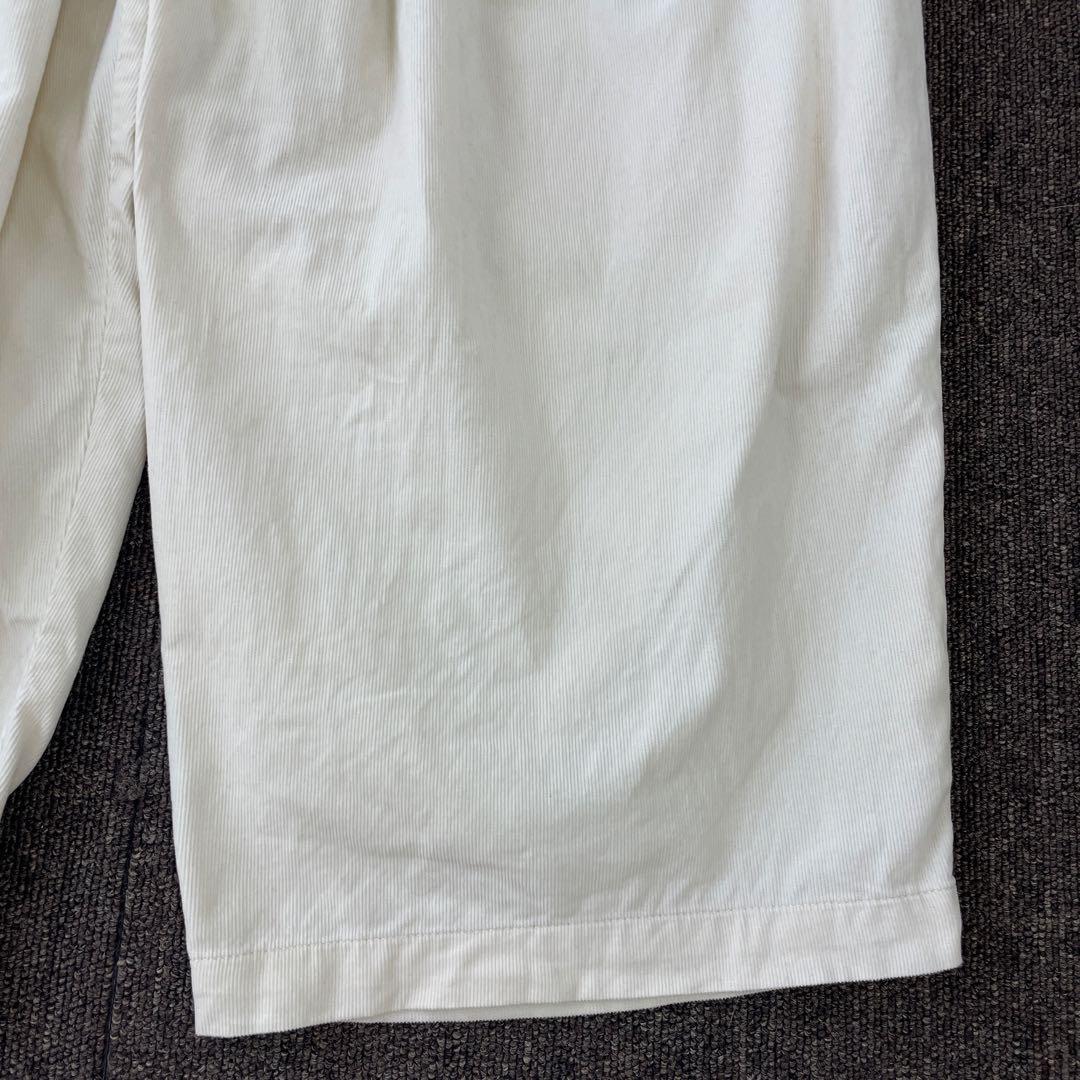 ミズイロインド コーデュロイワイドカーゴパンツ イージー タック アイボリー