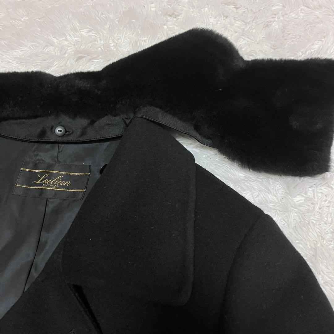 美品 レリアン カシミヤ 100% コート リアルファー ヌートリア ブラック