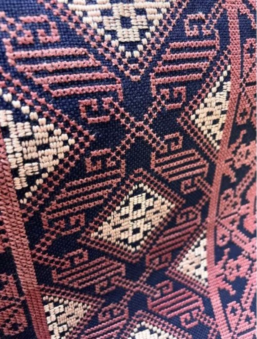 総刺繍 クロスステッチ 刺し子 綿 九寸名古屋帯