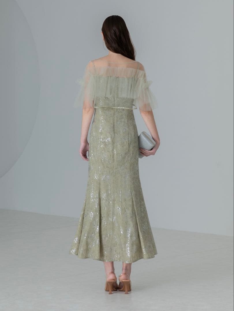 チュールフリルボレロペイントマーメイドワンピースドレス結婚式パーティー成人式