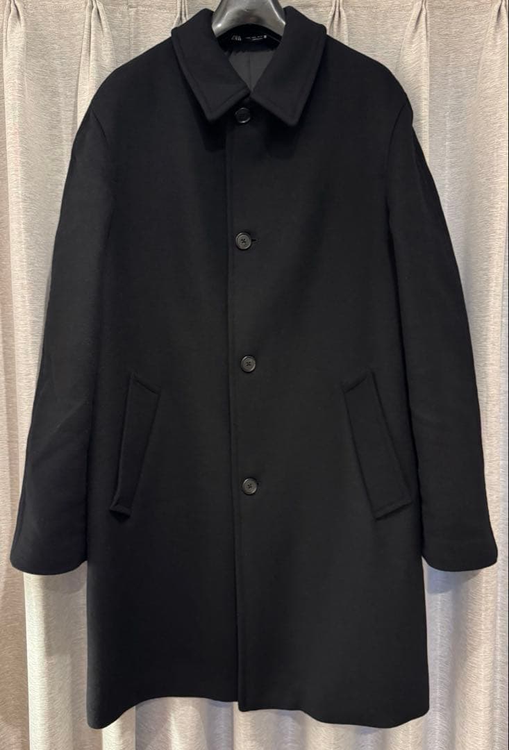 【ZARA】 ウールブレンドコート・10%カシミア/ ブラック・Lサイズ