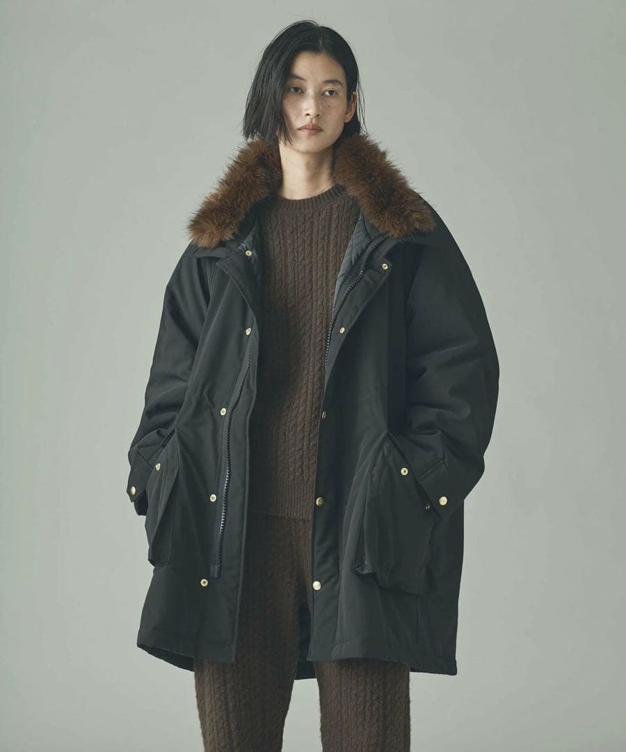 Curensology フェイクファーエリツキスウェーディッシュモッズコート36