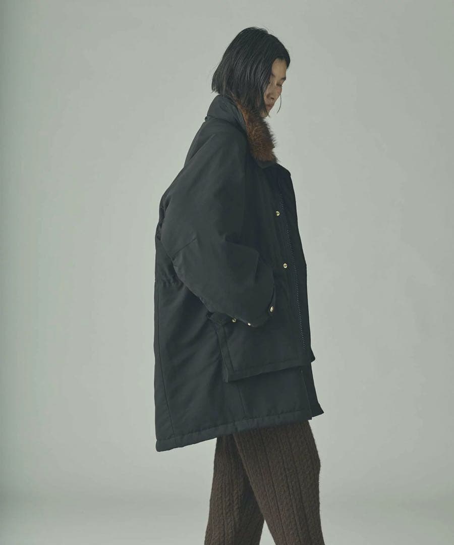 Curensology フェイクファーエリツキスウェーディッシュモッズコート36