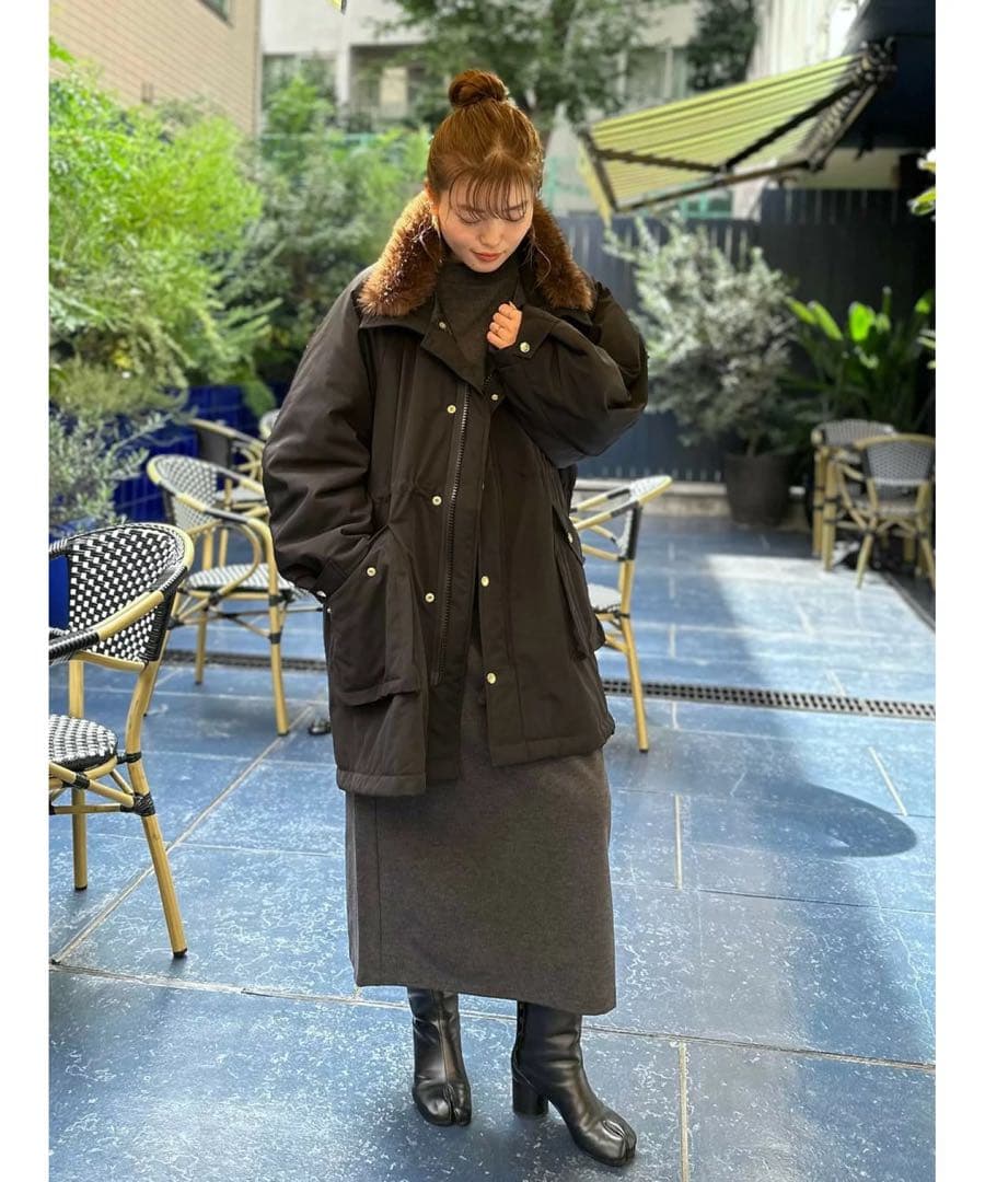 Curensology フェイクファーエリツキスウェーディッシュモッズコート36