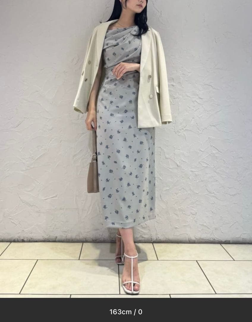 SNIDEL フラワープリントドレープワンピース PNK