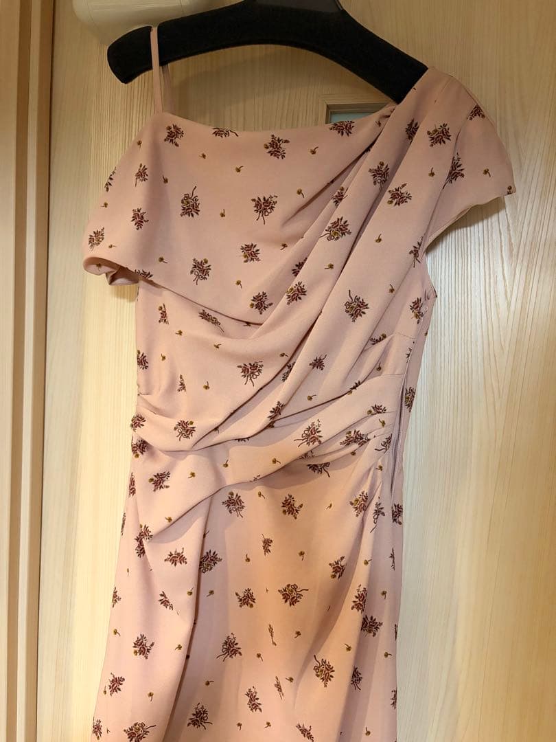 SNIDEL フラワープリントドレープワンピース PNK