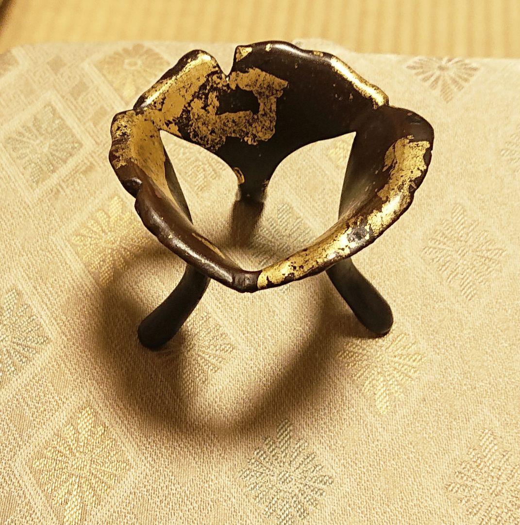 蓋置 鵬雲斎好 銀杏蓋置 13代宮崎寒雉