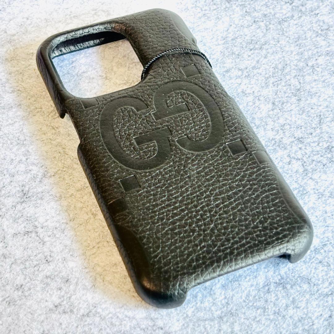 グッチ　iPhoneケース スマホケース GGジャンボ レザー 黒 GUCCI
