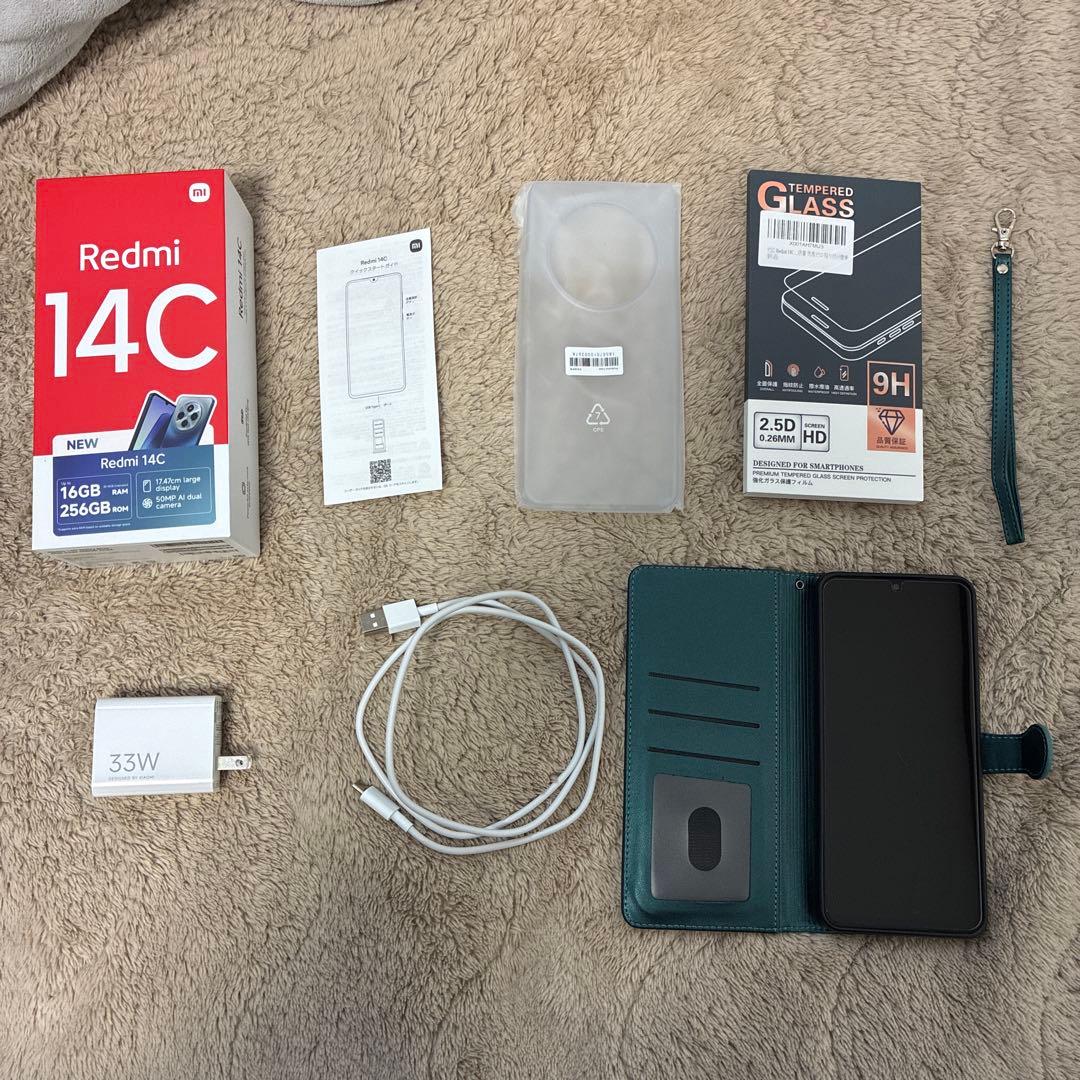 Xiaomi Redmi 14C 本体＋手帳ケース＋ガラスフィルム
