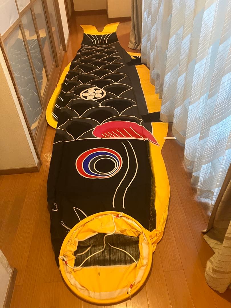 手染め鯉のぼり三間（5.4Ｍ）三点（吹流し・真鯉・緋鯉）【渋谷家四代目良春作】