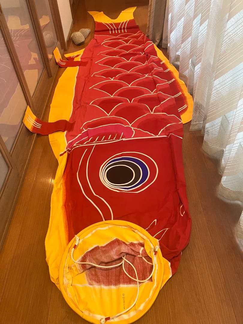 手染め鯉のぼり三間（5.4Ｍ）三点（吹流し・真鯉・緋鯉）【渋谷家四代目良春作】