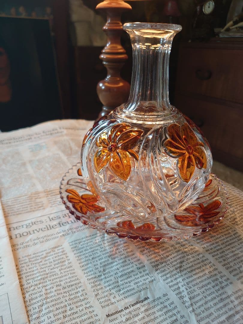 「売約済」1900s'アンティーク「Sant Louis 」デキャンタプレート付