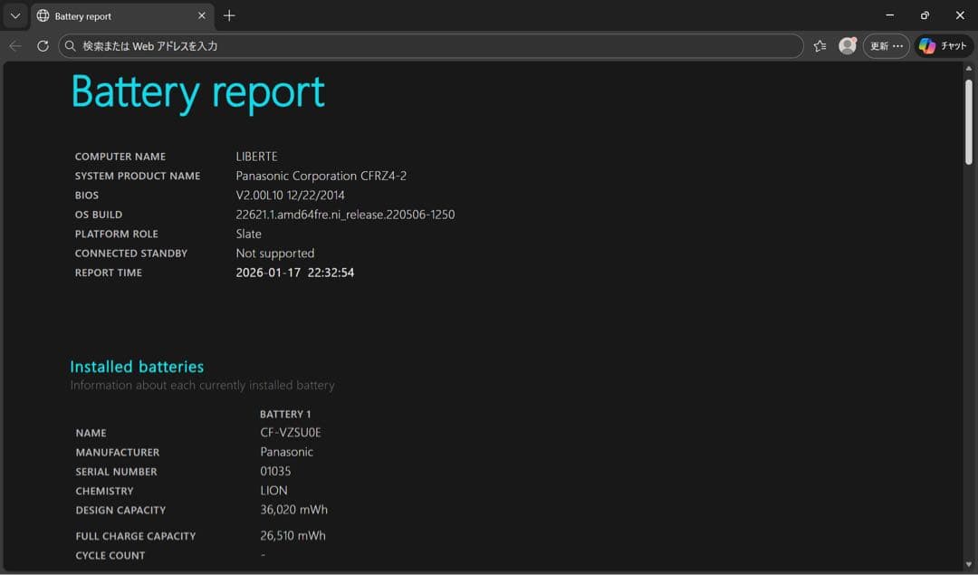 Panasonic CF-RZ4 英語キーボード