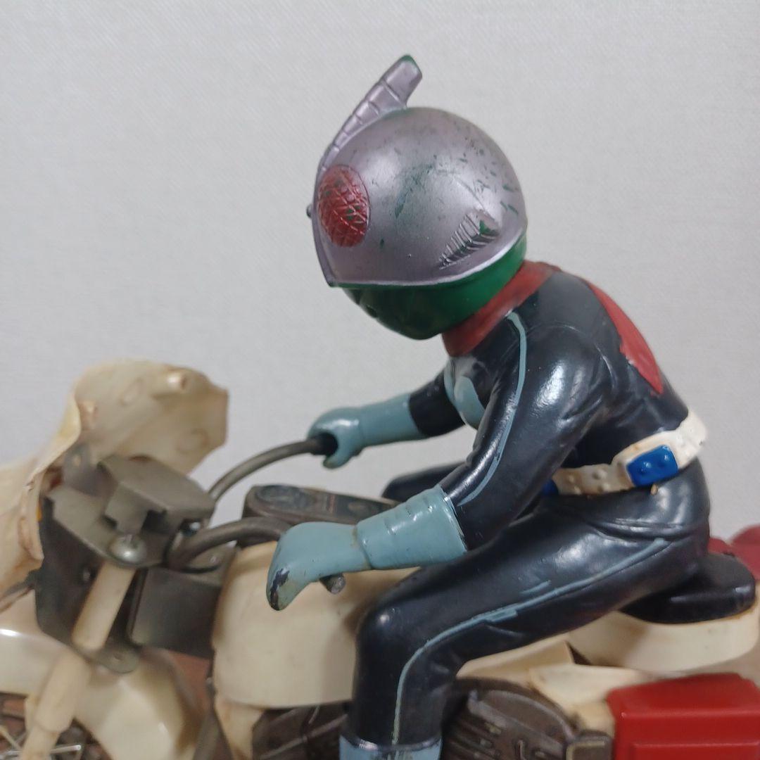 当時物　ヨネザワ製　銀マスク「仮面ライダー＆サイクロン号」フリクション走行玩具