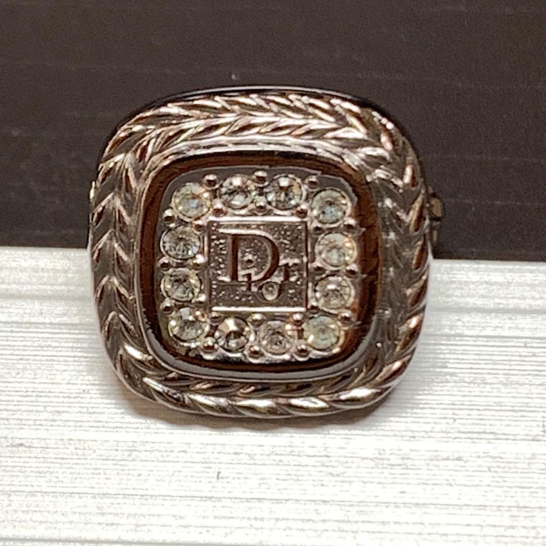 極美品　クリスチャンディオール　Diorロゴ＆ラインストーン　カフリンクス