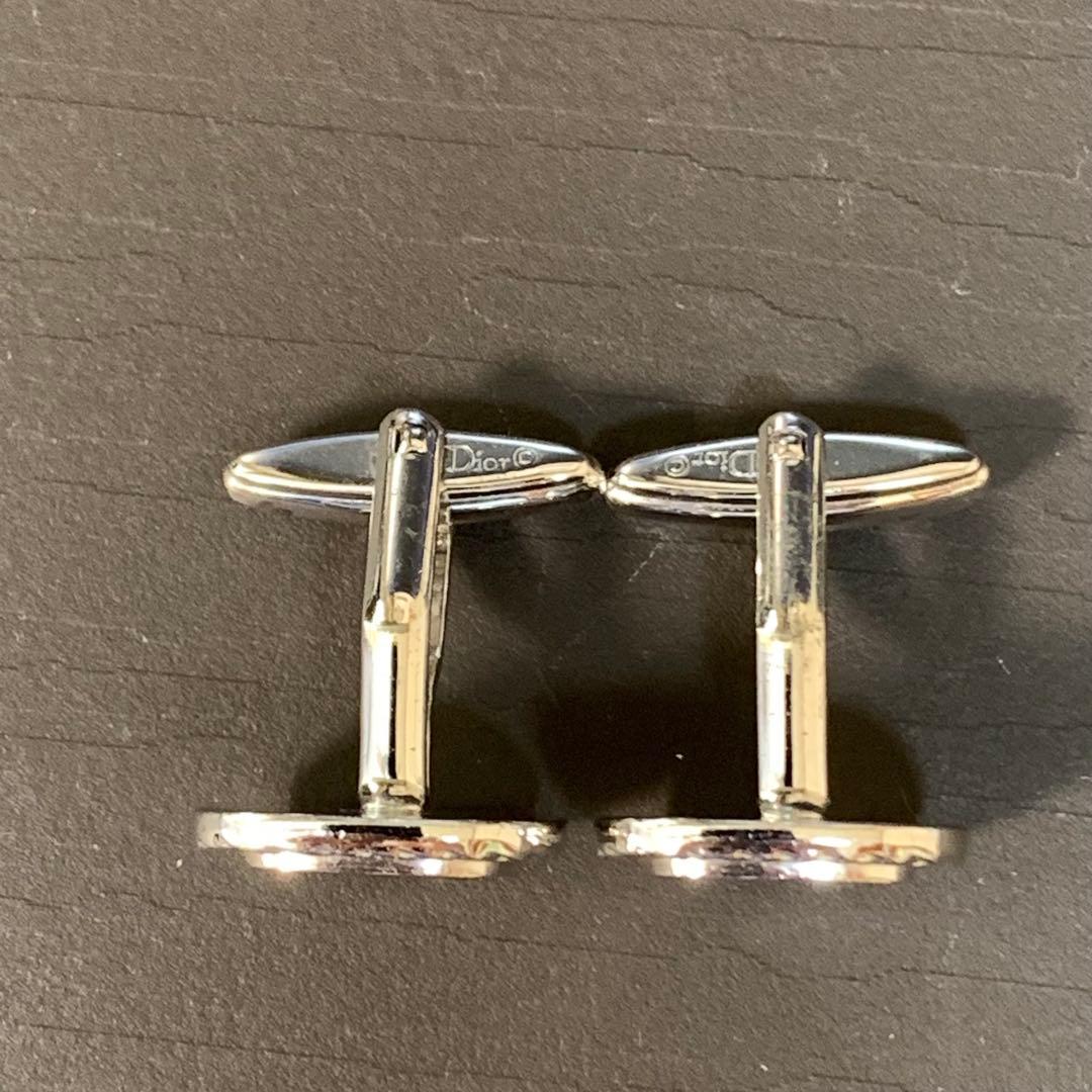 極美品　クリスチャンディオール　Diorロゴ＆ラインストーン　カフリンクス