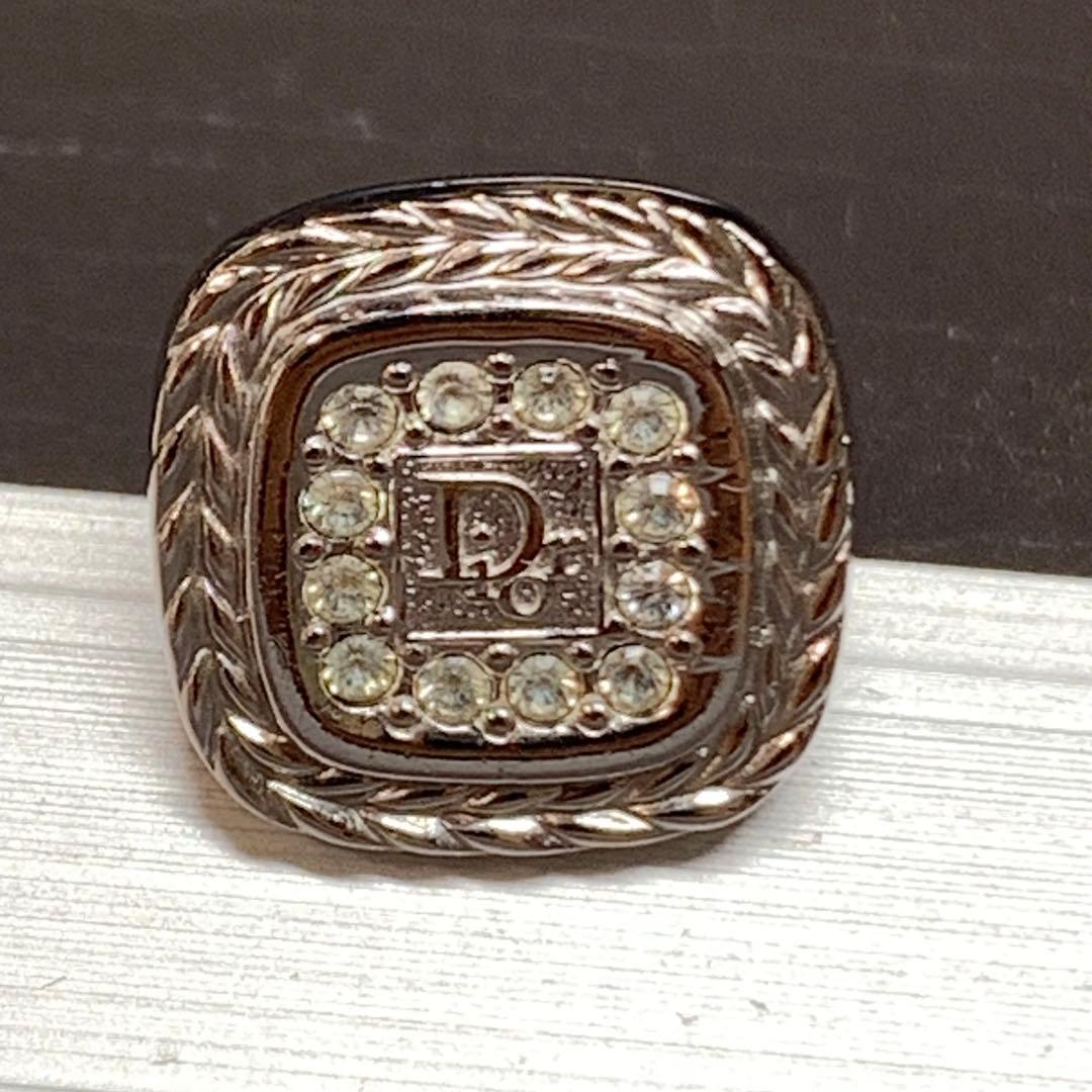 極美品　クリスチャンディオール　Diorロゴ＆ラインストーン　カフリンクス