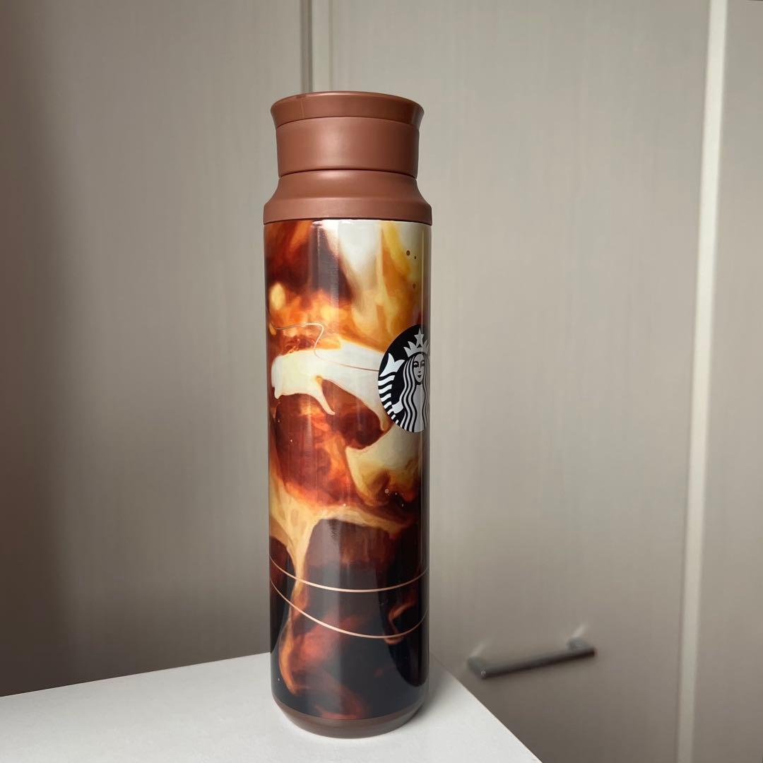 スタバ タンブラー 海外 ステンレス カフェラテ柄 バリ購入品 新品未使用