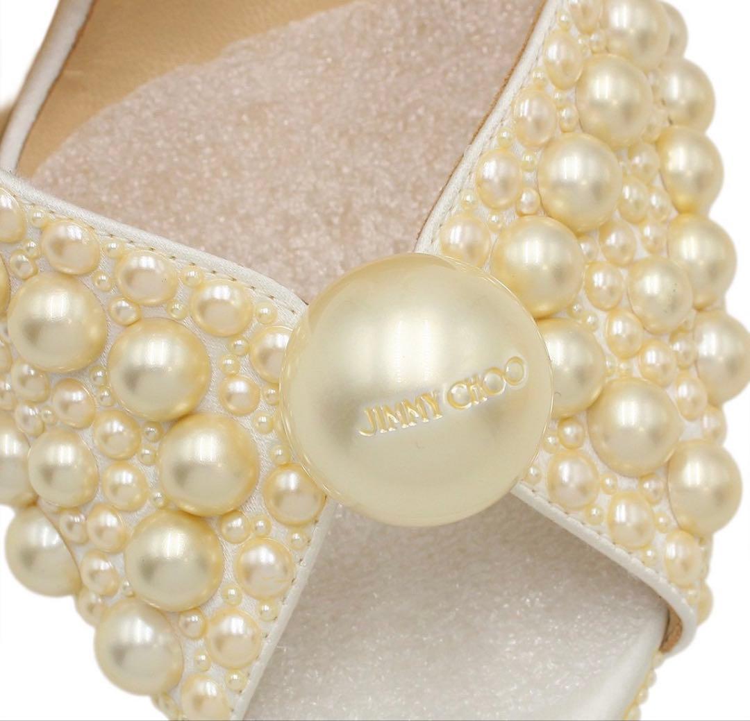 S2049 未使用 ジミーチュウ サコラ 100 サテン×パール サンダル