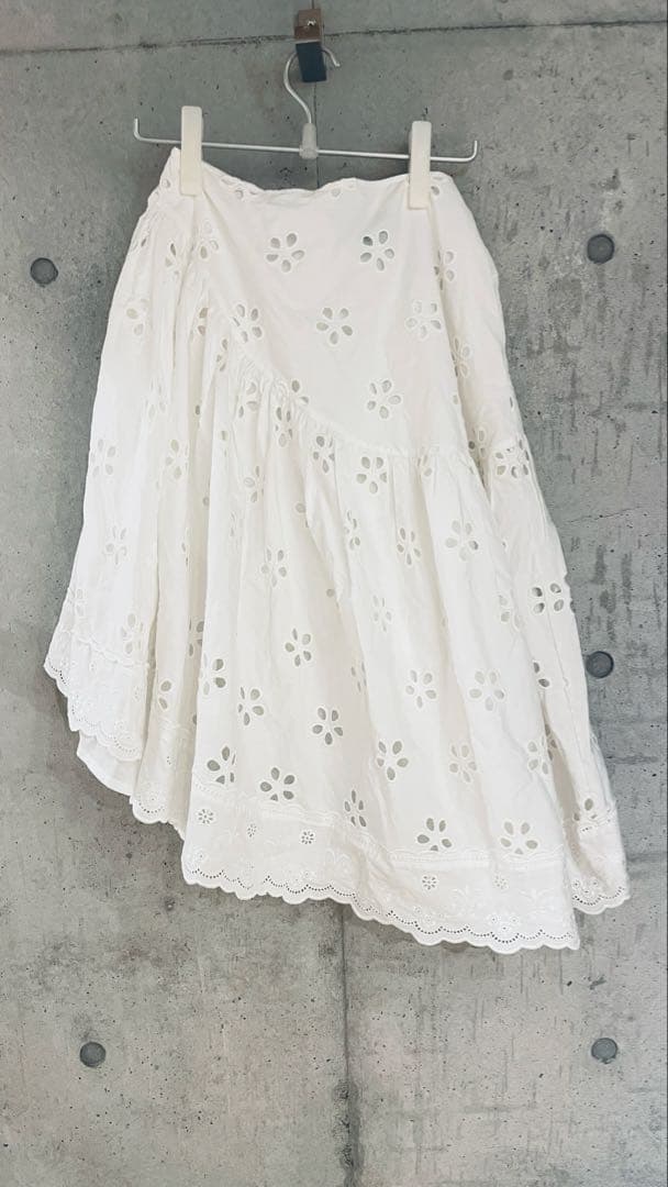 Simone Rocha 刺繍入りホワイトフレアスカート　シモーネロシャ　UK8