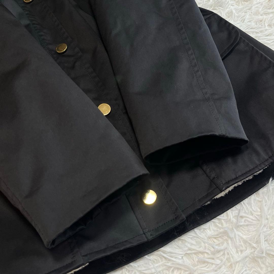 美品 ケイトスペード モッズコート 裏ボア ファー付き アウター 黒