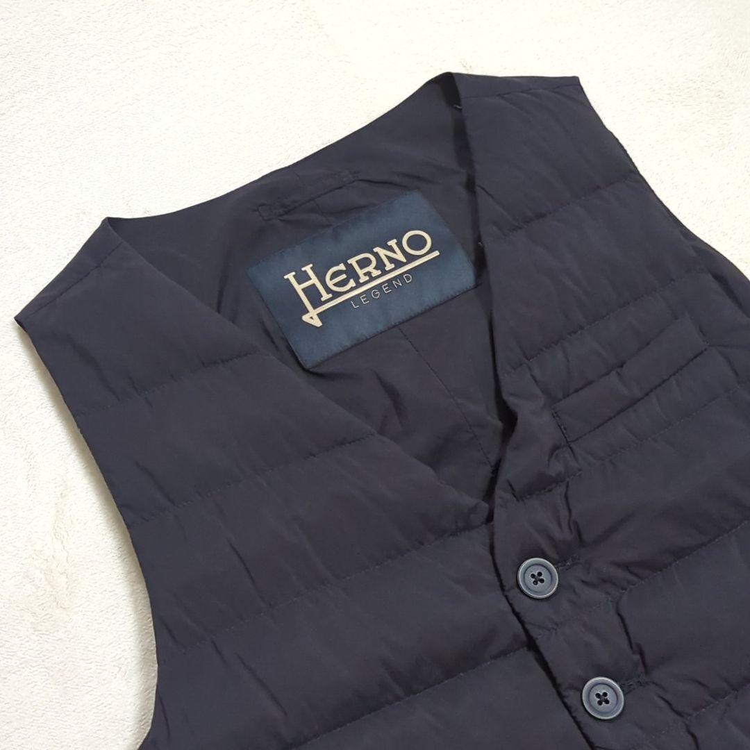 未使用級 48 HERNO LEGEND ダウンベスト シングルボタン ネイビー