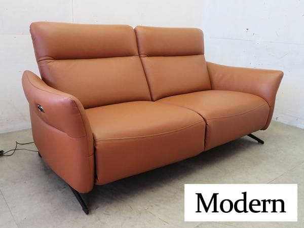 展示品■IDC大塚家具■本革■ミッソーリ■電動リクライニングソファ■3人掛け