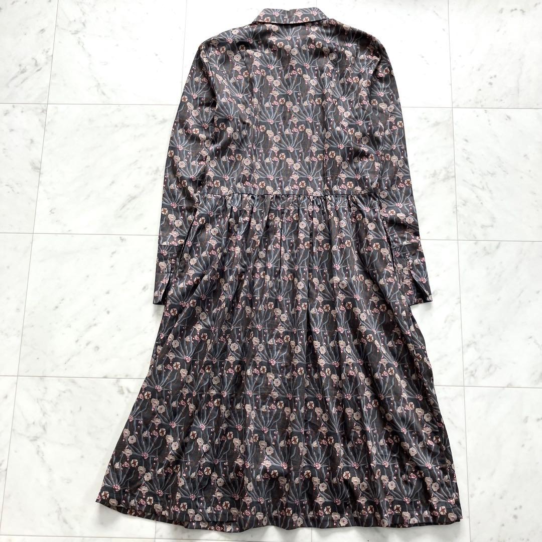 美品 ブルックスブラザーズ ロングワンピース 花柄 コットン アンティーク調