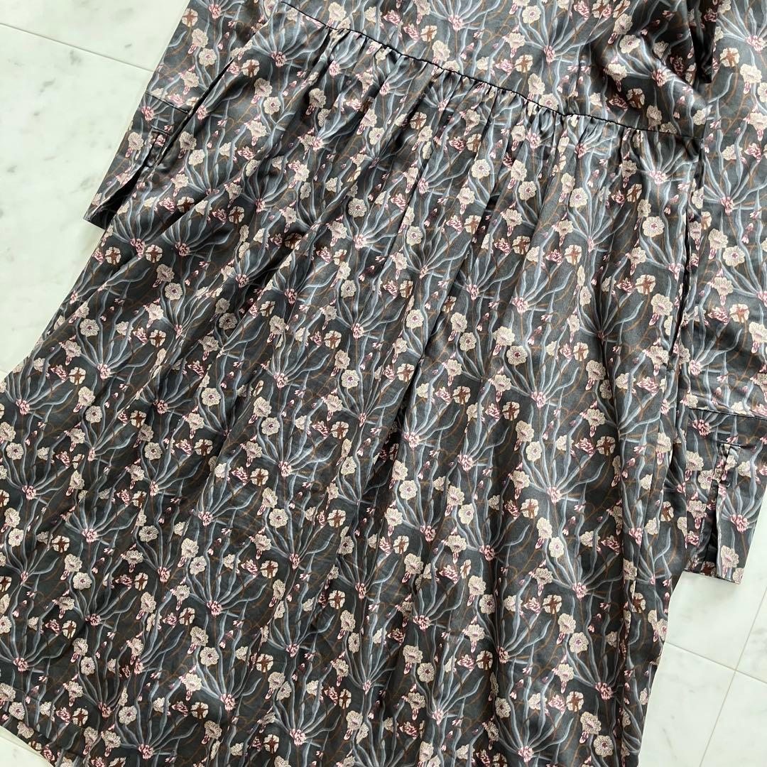 美品 ブルックスブラザーズ ロングワンピース 花柄 コットン アンティーク調