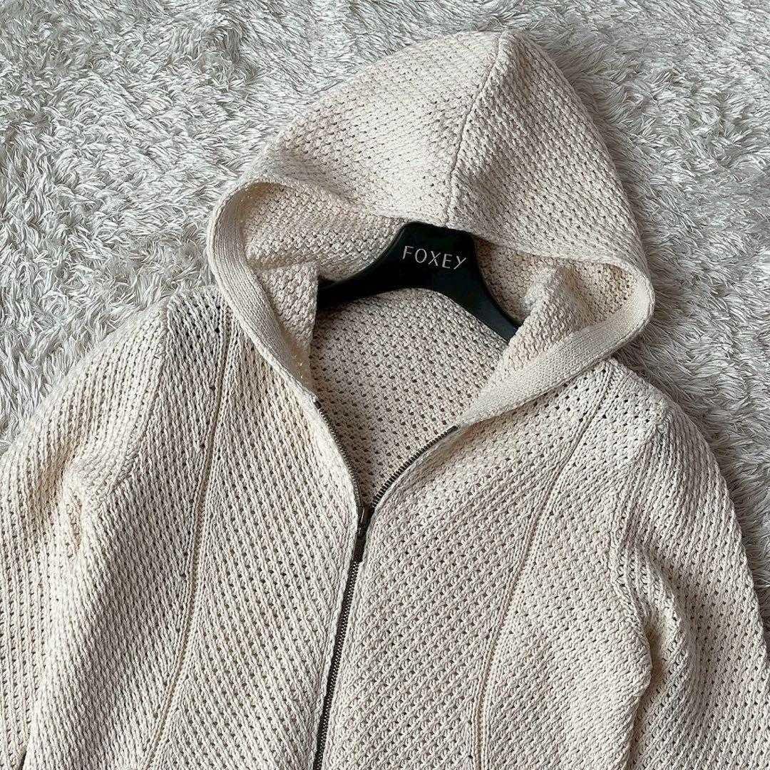 フォクシー リリーパーカー コットンカシミア フーディーカーディガン