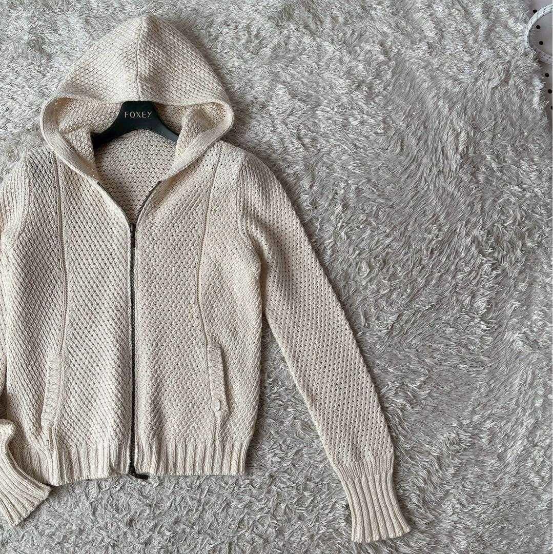 フォクシー リリーパーカー コットンカシミア フーディーカーディガン