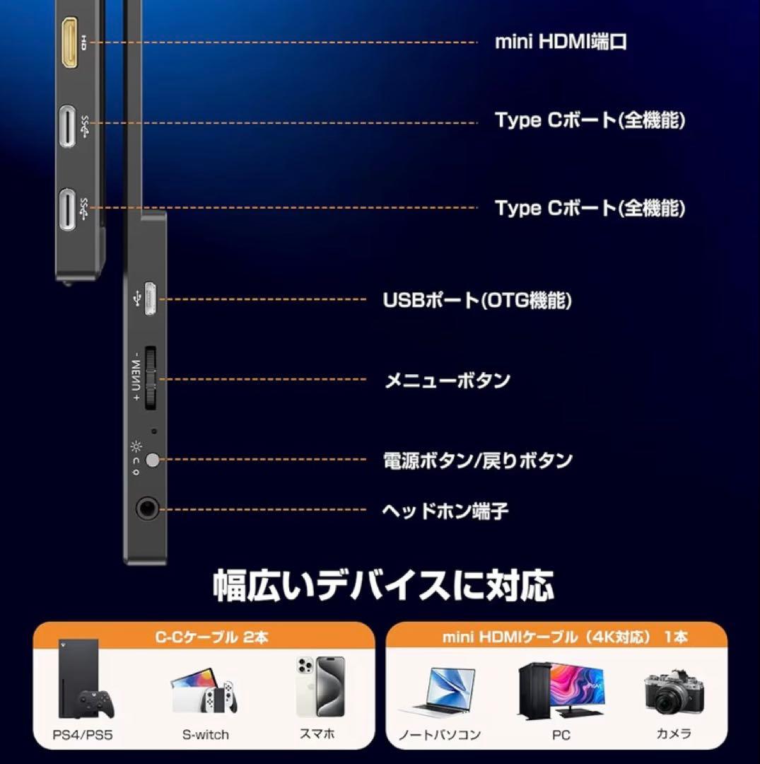 モバイルモニター14.5インチ 4K UHD 3840×2400 HDR 非光沢