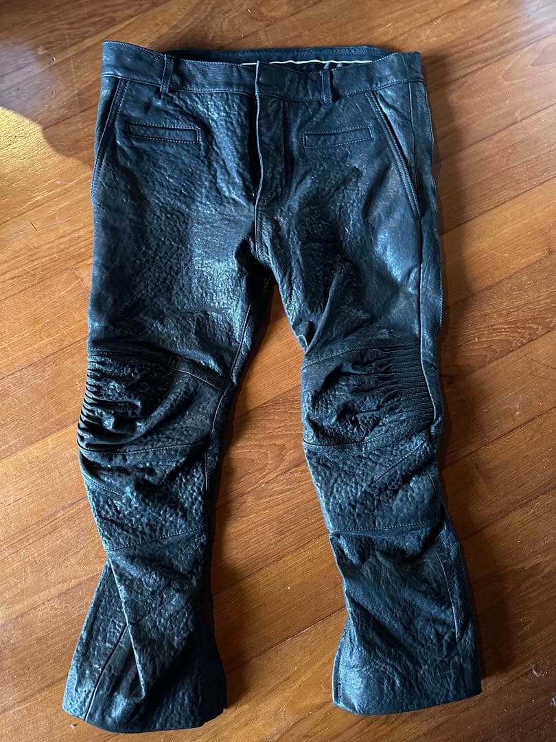 14aw ハイダーアッカーマン レザーバイカーパンツ S