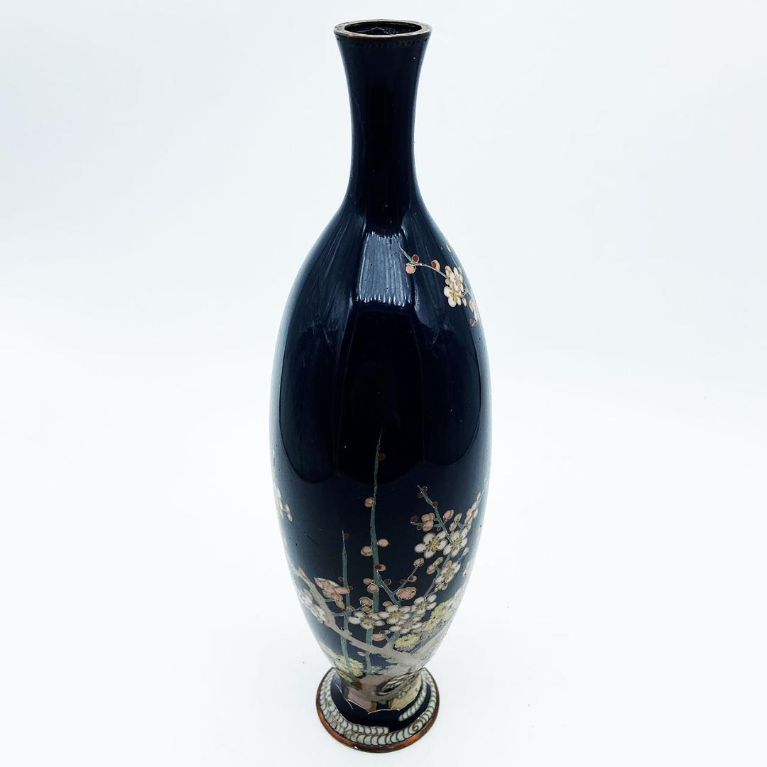 RITAO CHAN公式アカウント04 七宝焼 花瓶 扁壺形 茄子紺地