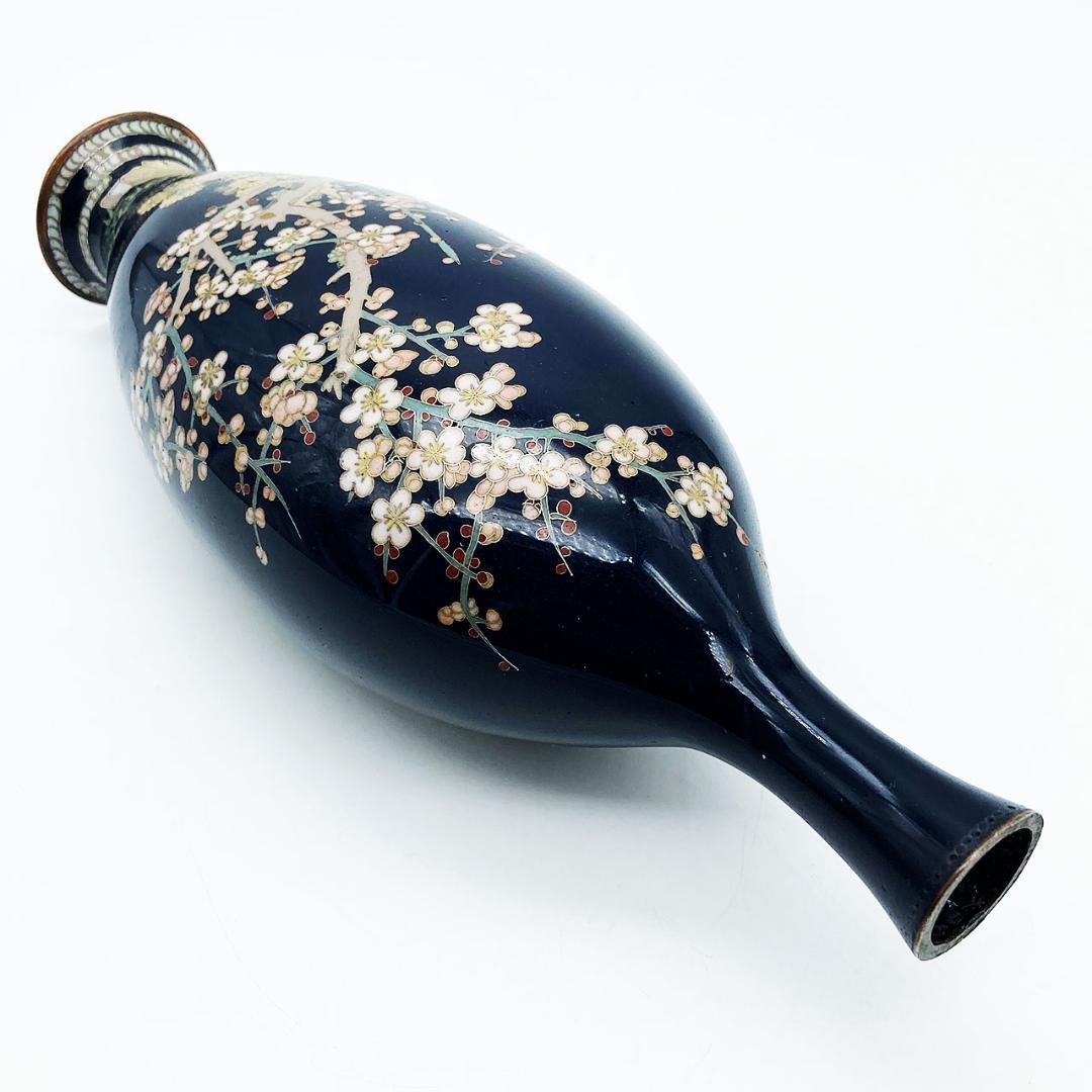 RITAO CHAN公式アカウント04 七宝焼 花瓶 扁壺形 茄子紺地