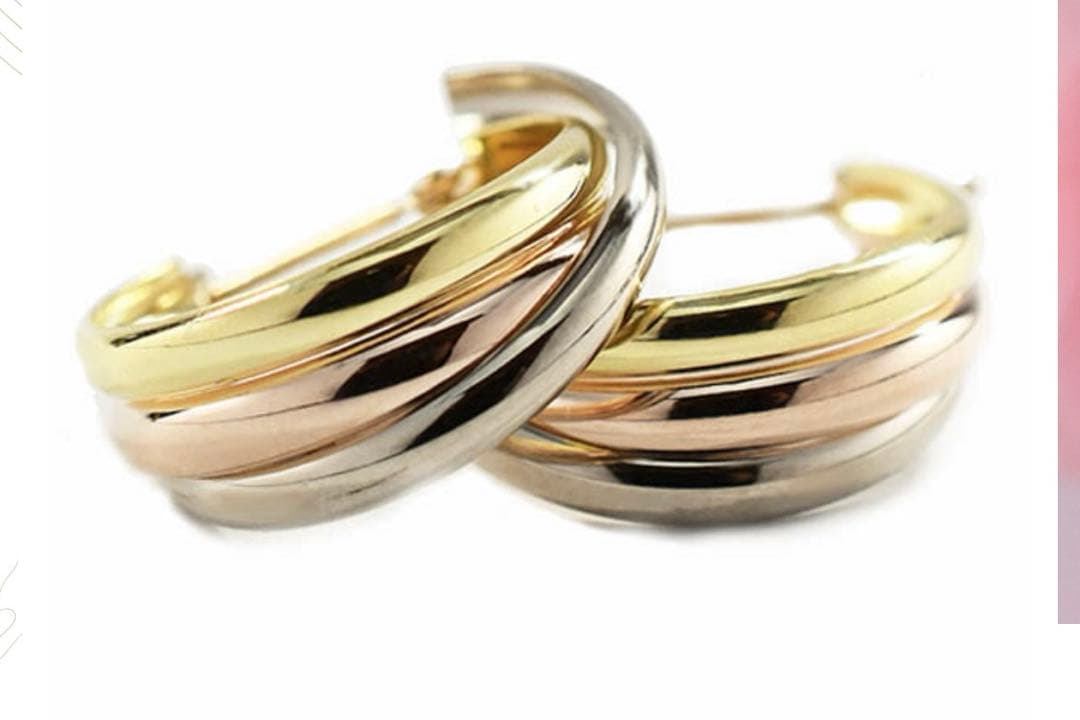 K18フープ型ピアス 片方　トリニティ 18金