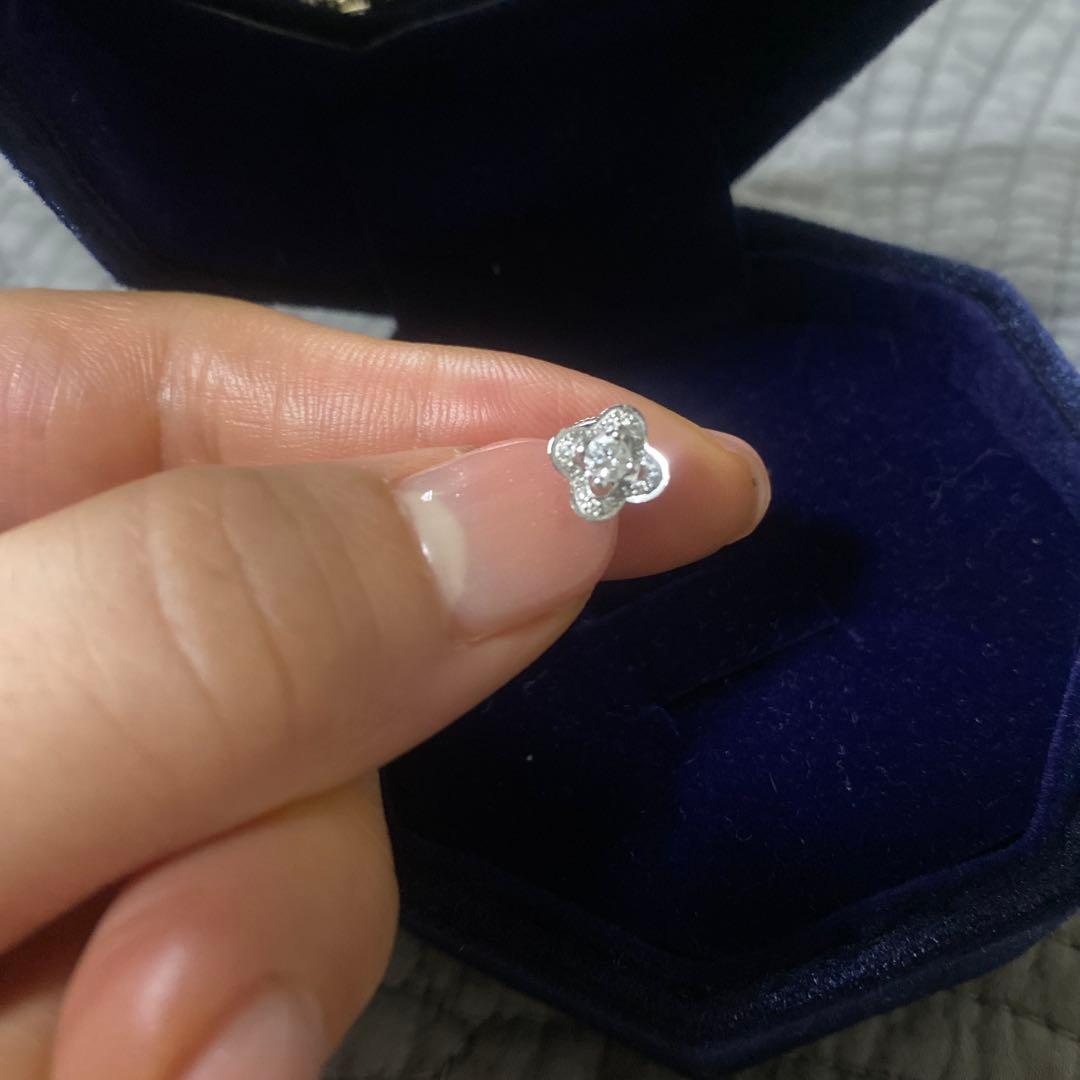 あんあん　方耳ピアス　モーブッサン ダイヤ　k18