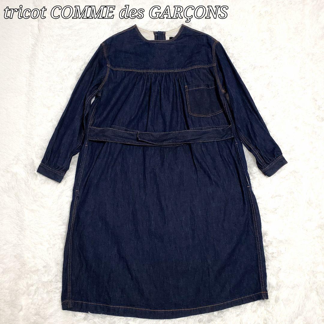 希少✨トリココムデギャルソン　デニム　ワンピース　長袖　猫目ボタン　S